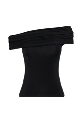 Cassandra Off Shoulder Slinky Top - Black